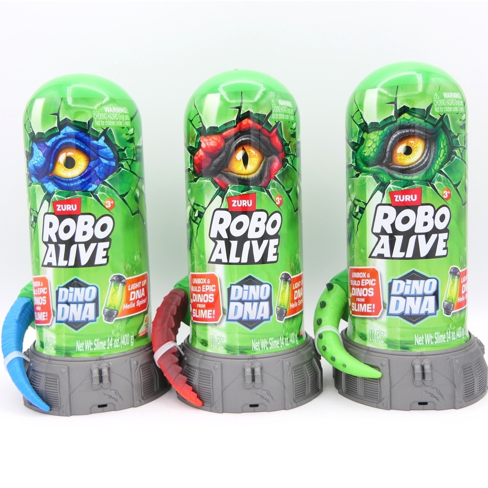 Zuru Robo Alive Dino DNA 3 Pack Blue, Red & Green Sealed Blind Tube Slime Dinos‎